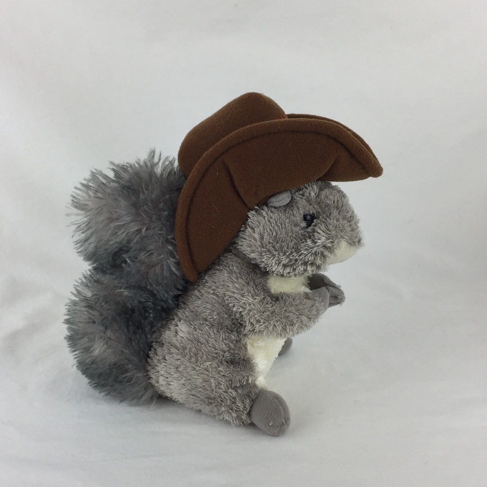 Aurora Gray Squirrel Grand Ole Opry Brown Cowboy Hat 8" Plush Stuffed Animal Toy - Picture 4 of 10